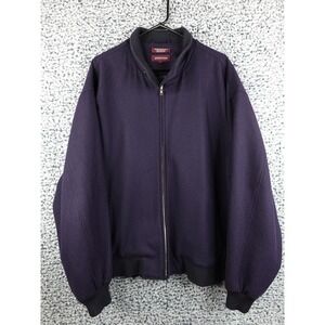 Vintage Nordstrom Mens Wool Blue Bomber Jacket Zip Up Long Sleeve Size X-Large